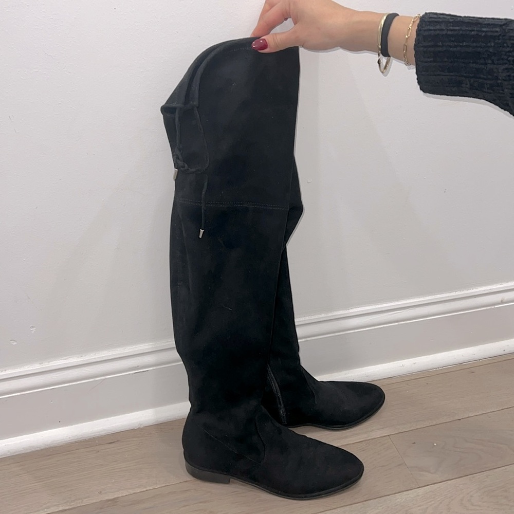 Marc Fisher Black Suede Over the Knee Boots 7